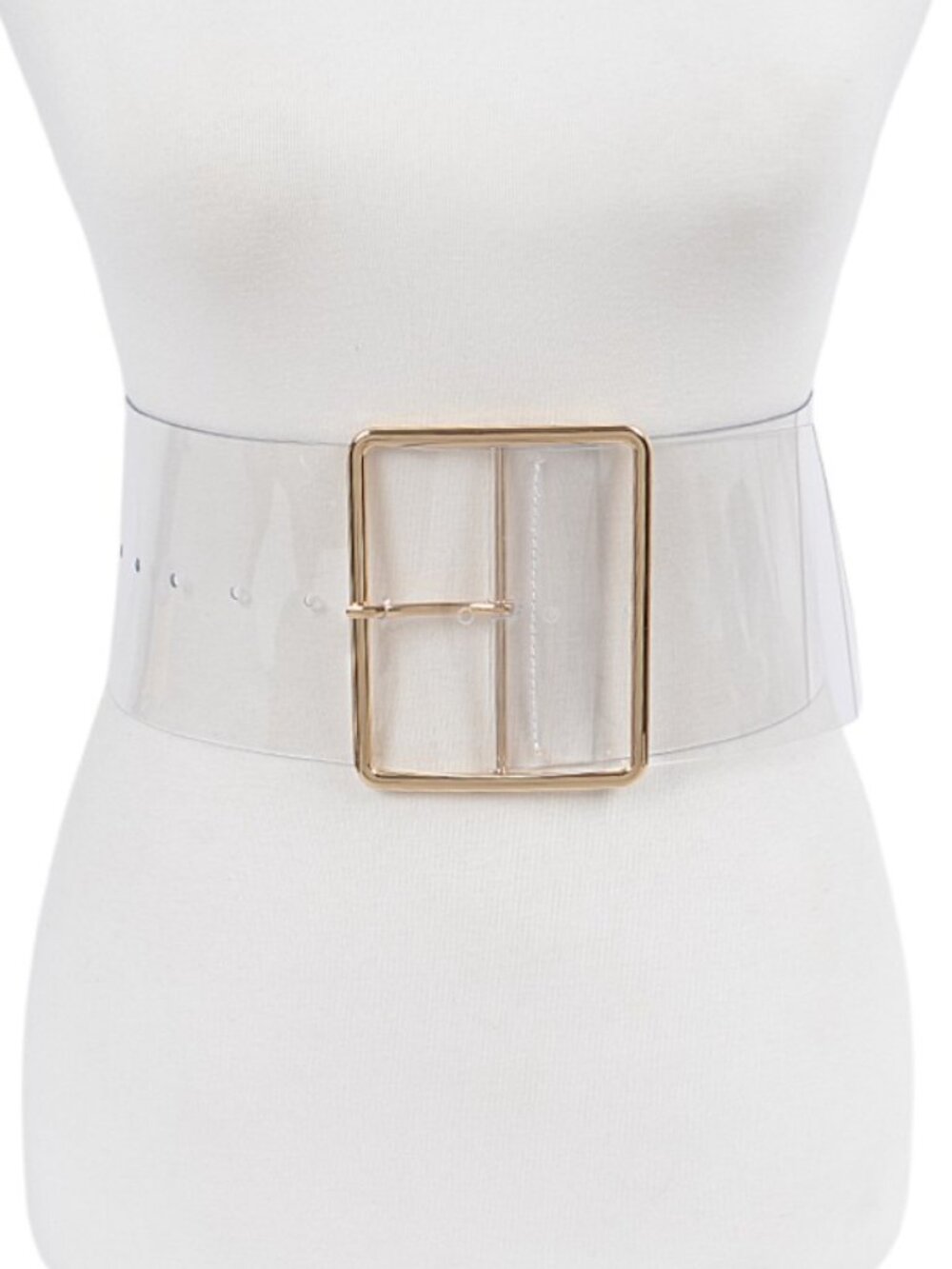 BNWT Skinny Square Simple Buckle Cleared Transparent Fashion Wide Belt